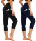AMIYOYO Capri Leggings Damen mit Taschen 3/4 Sport Leggins High Waist Sporthose Blickdicht Elastisch 7/8 Yoga Hose Fitness Laufen für Outdoor 2er Pack(Schwarz+Dunkelblau,S-M=DE34-40)