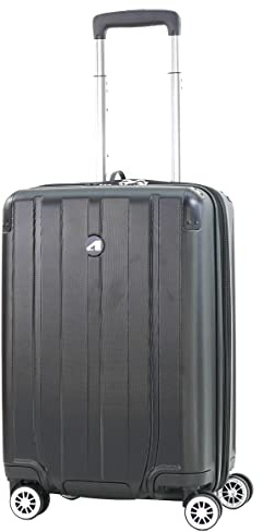 ALPINI Horizon Hartschalenkoffer, 100 % ABS, ultra-geschützter Verschluss, Schwarz (Black), S Cabine, 55 x 35 x 23 cm, 39L/49 L, 3,2kg, Koffer