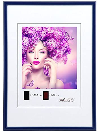 IDEAL TREND New Lifestyle Kunststoff Bilderrahmen Kunststoffrahmen Bildhalter Bildträger: Farbe: Blau | Format: 20x30