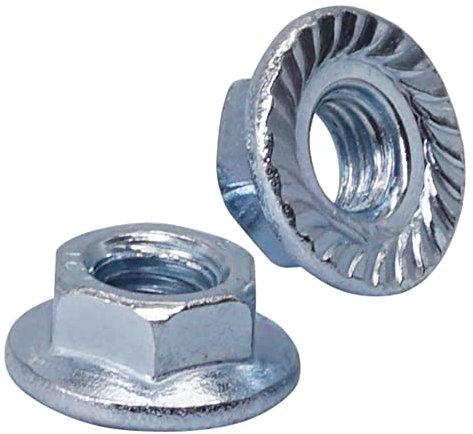 SKIR'CO (100 piezas) Tuercas hexagonales M5, Tuerca hexagonal con brida dentada, Tuercas hexagonales con brida, Tuercas de seguridad