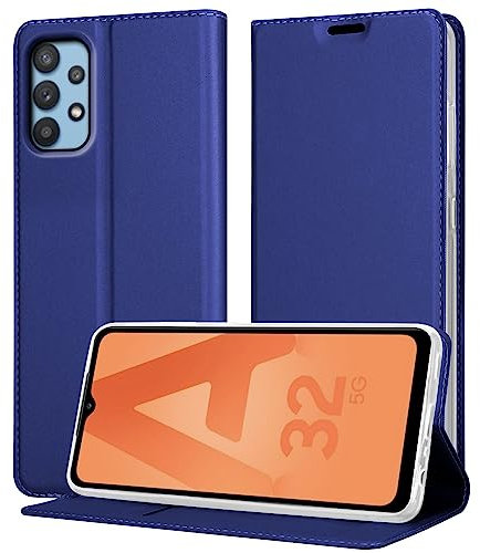 Cadorabo Hülle kompatibel mit Samsung Galaxy A32 5G in Classy DUNKEL BLAU - Schutzhülle mit Magnetverschluss, Standfunktion und Kartenfach