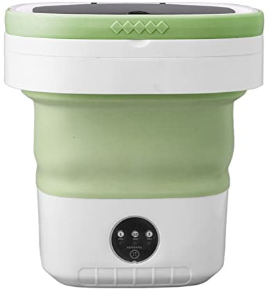 Asixxsix Tragbare Waschmaschine, 7.5L Mini Eimer Waschmaschine für Socken Unterwäsche Handtücher, vollautomatische Faltbare Waschmaschine mit Soft Spin Dry für Wohnung, Camping, RV, Reisen (Grün)