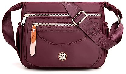 FANDARE Bandolera Mujer con Correa Ancha Ajustable, Bolso de Hombro Elegante para Teléfono Móvil, Monederos con Honda - Vino Rojo