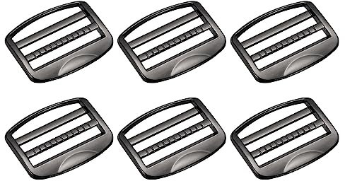 sourcing map Metal Ladder Buckle Slider Tri-Glider Metal Adjustable Buckles, 6pcs 38mm(1-1/2) Inner Width for Webbing Backpack Strap, Gun-black