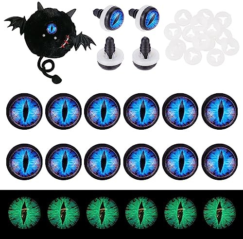 PH PandaHall 20 Stück Bastel Sicherheitsaugen Mit Drachenaugen Bedeckte Cabochons Bastel Häkelaugen 12 mm Flache Runde Bastelaugen Mit 20 Unterlegscheiben Zum Basteln Amigurumi Häkel