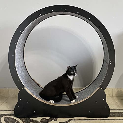 Katzenlaufrad, schwarzes Katzenlaufrad für Hauskatzen, stabiles und verschleißfestes Katzenlaufband, multifunktionales Katzen-Hamster-Radspielzeug – reibungsloser Lauf (Größe: 100 cm/39,4 Zo