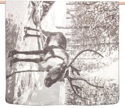 David Fussenegger [W0724] Wohndecke Rentier mit Schlitten Schlamm, 200x150 cm