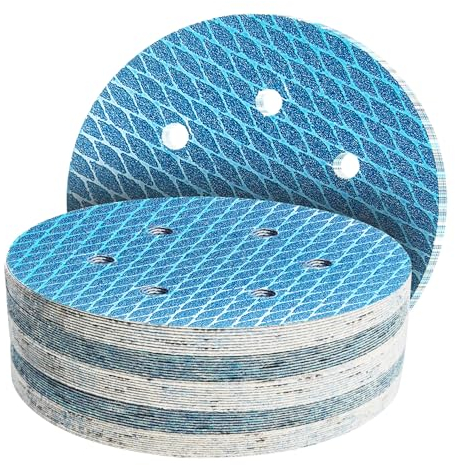 GZKTY 50Stk 150mm Klett Schleifpapier, Exzenter Schleifscheiben, 6-Loch Korn 120 Diamant-Form Schleifpads, Schleifmittel Resistent gegen Zusetzen für Exzenterschleifer Schleifmaschine