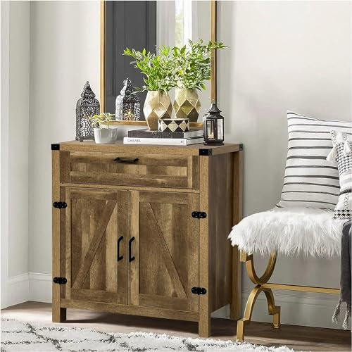 Mevsim Store Aparador,Armario de Cocina, Aparador con Cajón,para Salón, Estante Ajustable,2 Puertas de Granero,76x39x83 cm