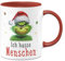 Tassenbrennerei Tasse Grinch - Ich hasse Menschen - Kaffeetasse mit Spruch, Weihnachtstasse lustig - Weihnachts-Deko Anti-Weihnachten (Rot)