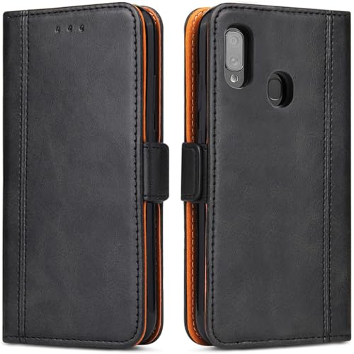 Handyhülle für Samsung Galaxy A20e, Leder Handytasche Kartenfach Klappständer Magnetisch Lederhülle für Samsung Galaxy A20e Hülle, Schwarz
