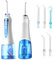 Munddusche Kabellos Elektrische Zahnzwischenraumreiniger Klein mit 5 Aufsätzen und 5 Reinigungsmodi, Zahnreiniger Oral Irrigator, IPX7 Wasserdicht USB Aufladen 300ML Wasser Flosser (Blau/Weiß)