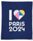 Paris 2024 Jeux Olympiques Coeur Plaid | 100% Polyester | Oeko-TEX | 125x150 cm | Bleu
