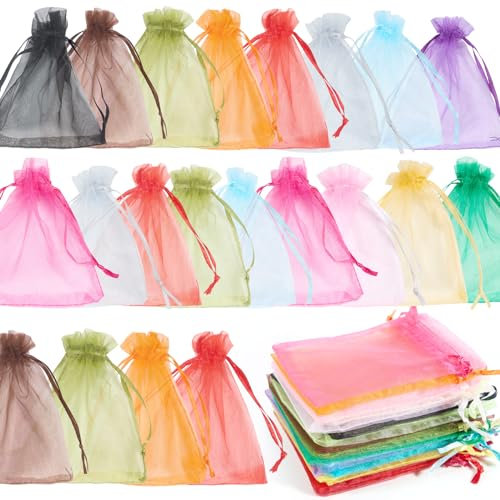 Lot de 40 Organza Pochette Cadeau 10x12 CM, Marriage Sacs à Cordon Coloré, Sachet Bonbons Anniversaire, Petit Sac Cadeau de Lavande, Pochette Bijoux