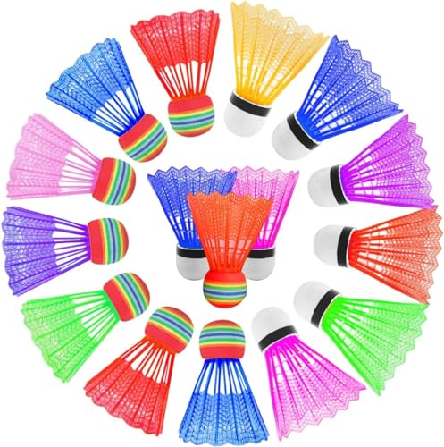 Hugfads 16 Federball Set Badminton Bälle- langlebige Nylon Federbälle Ideal für Anfänger und Profis - Innen- und Außentraining