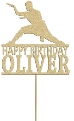 Karate Martial Arts Fighting Cake Topper Personalised Boys Birthday Cake Decoration Any Name & Age