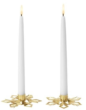 Georg Jensen - Kerzenhalter-Set Schneeflocke 2024, vergoldet