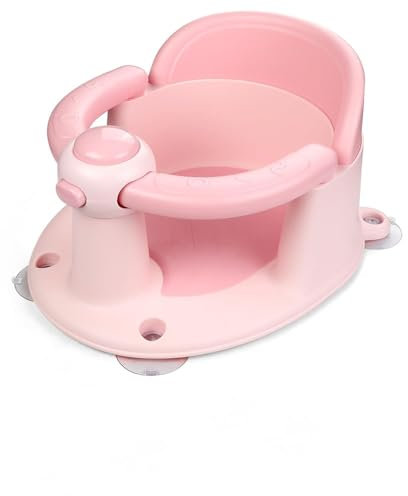EzyWay Baby Bath Seat for 6 Months & Up, Non-Slip Toddler & Newborn Sit Up Bath Seat (Pink)