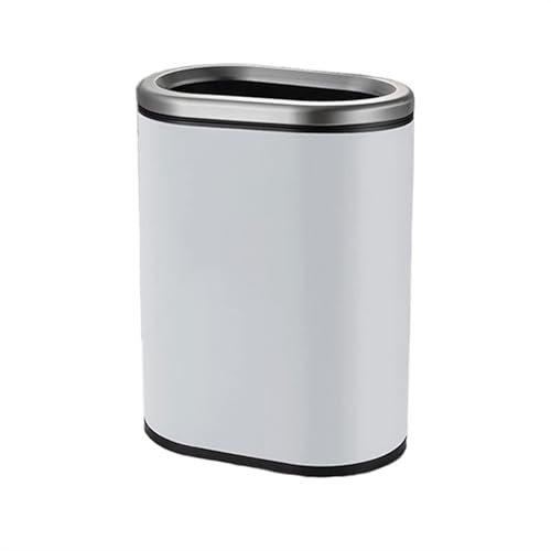 12L Acero inoxidable Baño Ranura estrecha Anillo de empuje ovalado Papelera Papelera Hogar Cocina Sala de estar Inodoro Papelera sanitaria Papelera Papelera de oficina Papelera de cocina Papelera(Blan