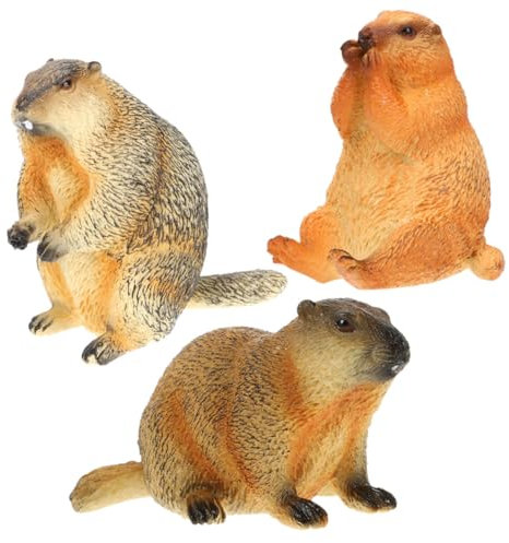 ULDIGI 3 Stücke Ziesel-Figur Realistische Ziesel Simulationstierfigur Ziesel Modell Spielzeug Dekoration Für Schreibtisch Kleine Tierfiguren
