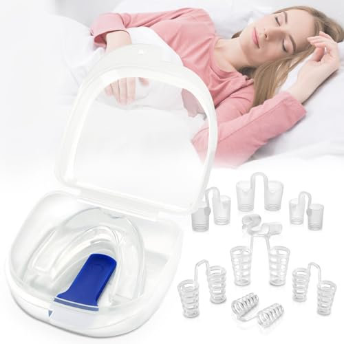 AIOUTGOGO Schnarchstopper gegen schnarchen-Anti-Schnarch-Schnarchstopper für Herren und Damen,Einstellbar Anti Snoring Device,Wiederverwendbares-Anti Schnarchschiene mit 4 Größen Nasenspreizer