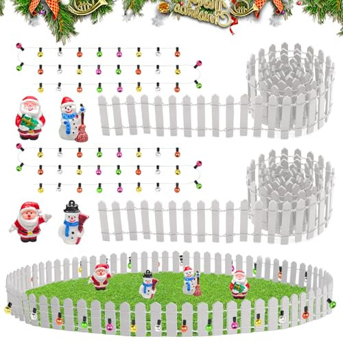 2 Pcs Mini Recinzione per Giardino, 90 x 5cm Miniatura Recinzione Giardino, Staccionata in Legno per Albero di Natale per Miniatura Giardino, Casa Delle Bambole, Bonsai, Accessori per Micro Paesaggi