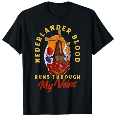 Amsterdam Netherlands dutch windmill tulip tourist souvenir T-Shirt