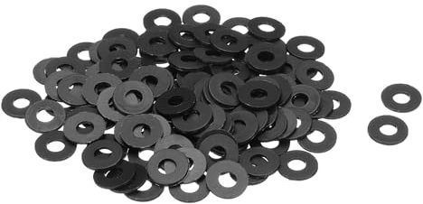sourcing map 120 rondelle piatte M5 in nylon, diametro interno 5 mm, diametro esterno 12 mm, spessore 1 mm, anello di tenuta per guarnizione in foglio di plastica, colore nero