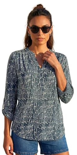 Roman Shirt for Women UK Ladies Top Collarless Blouse Stretchy Tunic Smart Casual Autumn Winter Jersey 3/4 Length Sleeve Notch V Neck Flattering Office Work