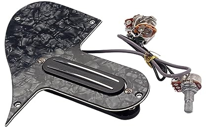 VICASKY Ply Loaded Mandolin Pickguard Assembly with Pots Volume Tone Knobs and High-output Single Coil Pickups Black Scratch Plate for Enhanced Sound Quality