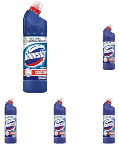 Domestos Original Thick Bleach eliminates 99.9% of bacteria and viruses disinfectant to protect against germs 750 ml (Pack of 5)