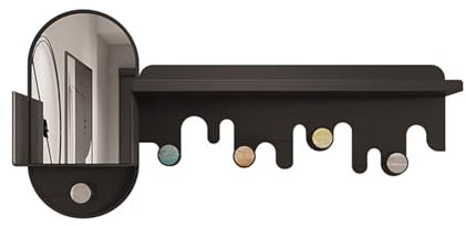 Portemanteau Mural Porte-manteau mural avec miroir, porte-manteau d'entrée avec 5 crochets, étagère murale flottante avec porte-chapeau, for cuisine, chambre à coucher, salle de bain Patère Murale