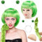 Zomiboo Damen Alien Kostüm Set Metallic Glitzer Alien Stirnband Bob Perücke Damen Alien Haarreif Handschuhe Damen Karneval Space Kostüm Alien Rave Outfit für Cosplay Fasching Party Halloween (Grün)