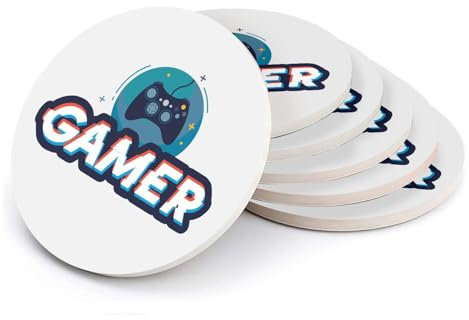 Untersetzer, rund, aus Keramik, für Gamer Passion, Videospiele für Kinder, 6 Stück (108 x 108 mm)
