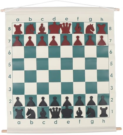 Nurnesy Juego de Tablero de Demostración de Ajedrez portátil: Juego Completo de Ajedrez Plegable de 32 Piezas para Escuelas y Clubes