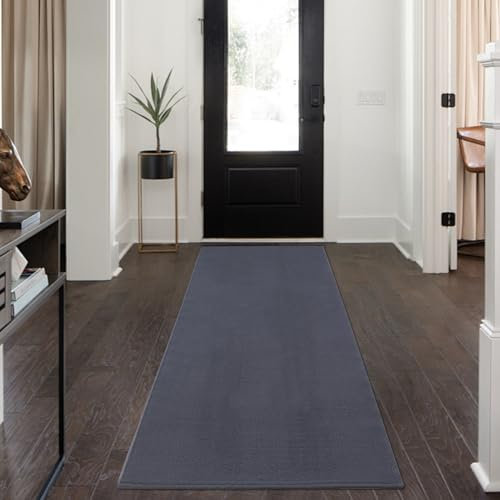 Simurq Läufer Waschbar rutschfest – Teppich Läufer für Flur, Küche, Schlafzimmer, Wohnzimmer – Küchenläufer (Anthrazit, 80x250 cm)