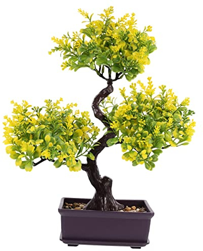 MAGICLULU Künstlicher Bonsai Im Topf Kunstpflanze Grün Realistische Simulation Dekoration Für Wohnzimmer Büro Schreibtisch