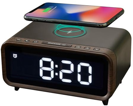 Northpoint Digitaler DAB+ Radio mit Wecker Kabelloser Ladestation Nachtlicht und USB-Ladeanschluss 5W Wireless Charger Schwarz