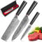 Knife Set, 3 PCS Damascus Kitchen Knife Set Made of 67-Layers of VG10 Damascus Steel, Chef Knifes Paring Knifes with Ergonomic Handle for Home Restaurant, Gift Box