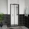 Aquariss 700x700mm Black Bifold Shower Door Enclosure with 700mm Self Clean Reversible Folding Shower Screen Cubicle + Anthracite SMC Anti Slip Shower Tray and 90mm Waste