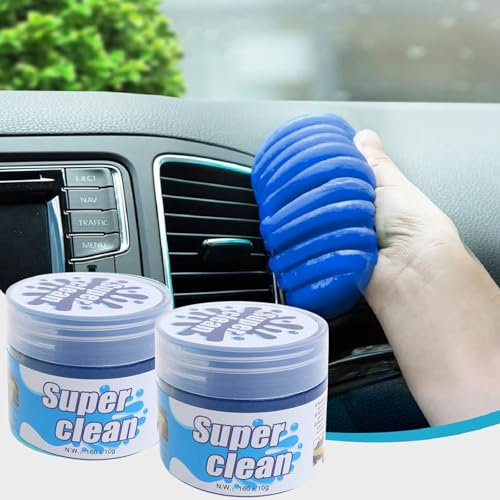 2 Pack Car Cleaning Gel, Car Cleaning Gel Kit for Interior, Auto Detailing Putty Slime Cleaner, Upholstery Dust Remover, Vent, Reusable PC Laptop, Printers, Cameras Cleaner