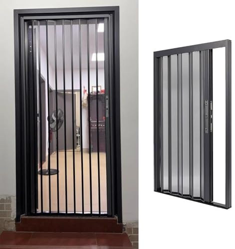 Porta a Soffietto Porta a Soffietto in Rete Metallica per Ingresso, Porta Scorrevole a Soffietto Ventilata con Binario e Telaio, Cancello Pieghevole per Corridoio/Camera da Letto/Ufficio/Camera(78
