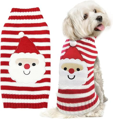 Hundepullover Weihnachten Weihnachtspullover Hund Gestrickter Hunde Weihnachtspulli Weihnachts Pullover Hund Weihnachtsoutfit Weihnachtskostüm Hunds für Kleine Mittlere Große Weiß XL