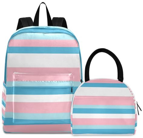 RPLIFE Lonchera para niños, a rayas azules, bolsas térmicas aisladas a prueba de agua, mochilas escolares para niños y niñas