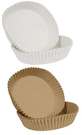 Healifty 100 piezas Papel para Freidora de Aire Resistente al Calor Unidades Absorbentes de Aceite Papel Desechable para Hornear Accesorios para Freidoras de Aire Color Kraft y Blancas