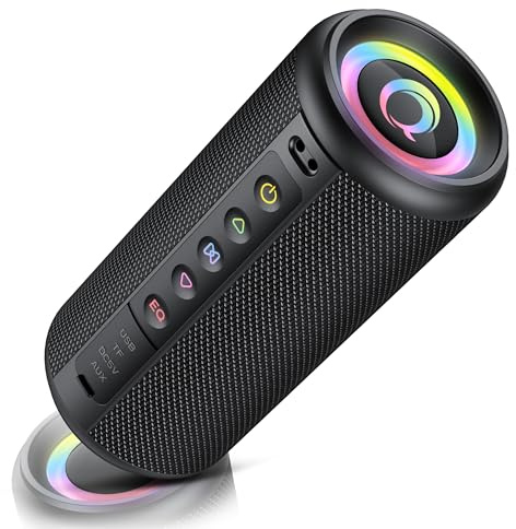 Altavoz Bluetooth Potente 20W, Altoparlante Bluetooth 5.4 con RGB Luces, 20Ore di Autonomia, 360° Estéreo, IP7 Impermeabile Speaker Supporto Micro-Con, TWS Accoppiamento, AUX/TF Card per Esterno Festa