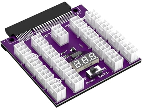PCIE 6-Pin 17-Port Stromadapter mit LED-Display, GPU-Serverkartenadapter für Bergbau, Computerverbindungszubehör