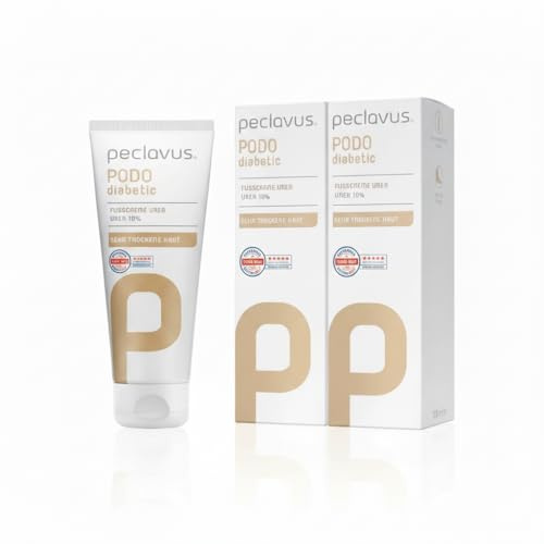 peclavus PODOdiabetic Fußcreme Teebaumöl – Sanfte Pflege für empfindliche Diabetikerfüße mit Teebaum-, Lavendel- & Arnikaöl, vegan - 2 Tuben je 100 ml