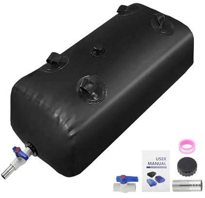 A ABSOPRO 110L/29Gal Water Bladder Storage Container Large Capacity Foldable Portable Water Tank Emergency Water Bladder Soft Water Bag RV Camping Garden Watering Irrigation 1000D Black