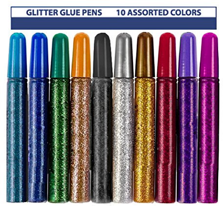 10 unidades – No Tóxico lavable Glitter pegamento Set, rotuladores de pegamento con purpurina para proyectos de arte, Grad tapasborla decoración – varios colores bolígrafos de pegamento stick,
